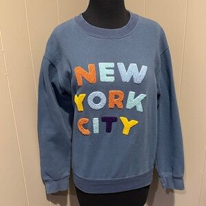 New York Popular Women Small Stylish Blue New York City Sweatshirt Embroidered